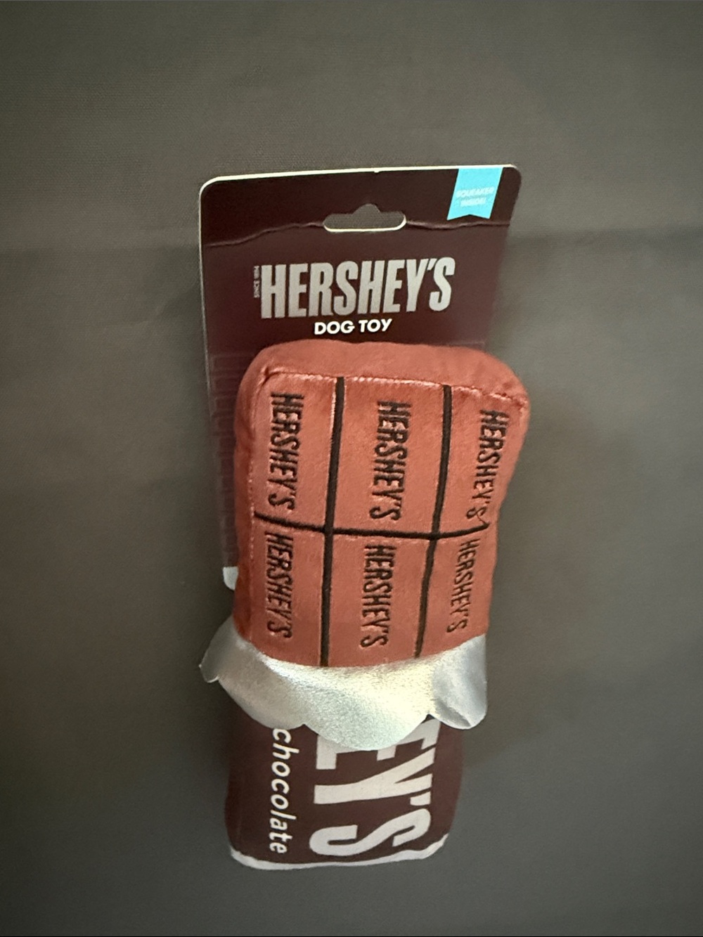 Hershey’s Brown Chocolate Bar Plush Dog Toy squeaker inside